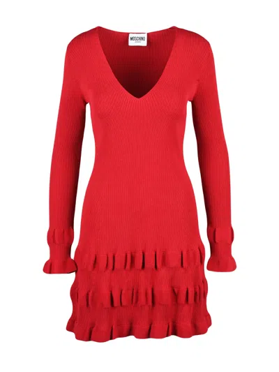 Mo5ch1no Jeans Red Viscose-blend Fit-and-flare Dress