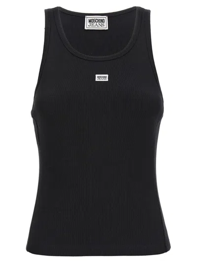Mo5ch1no Jeans Tank Top Logo Label In Black