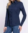 Moa Collection Button Down Poplin Shirt In Navy In Blue