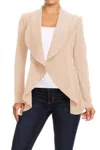 Moa Collection Open Front Blazer In Khaki In Green