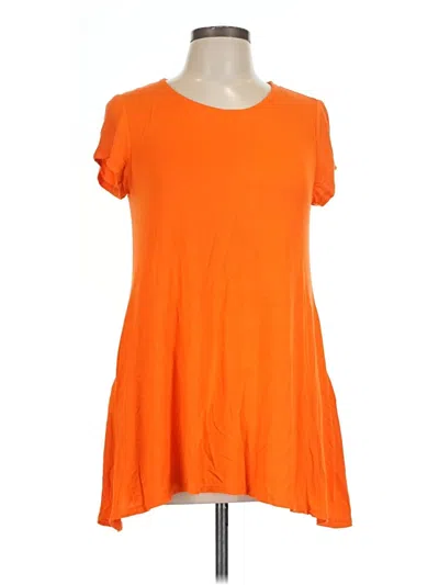 Pre-owned Moa Collection Short Sleeve Top Orange Scoop Neck Tops