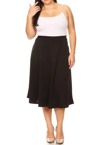 Moa Collection Women's A-line Flared Midi Skirt - Plus In Black