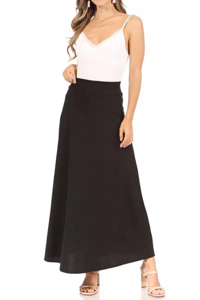Moa Collection Women's Casual Solid Flare A-line Long Skirt In Black