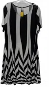 Moa Collection Women's Short Sleeve Stripe Dress In Black And White In Multi