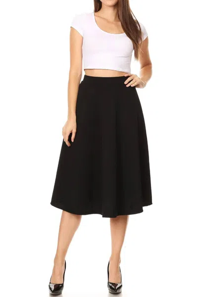 Moa Collection Women's Solid Basic Casual Midi Skirt In Black