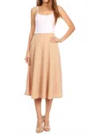 Moa Collection Women's Solid Basic Casual Midi Skirt In Khaki In Neutral