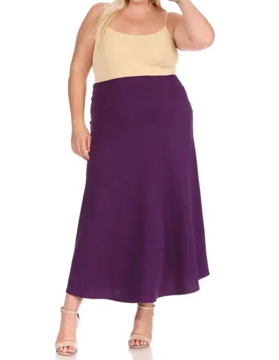 Moa Collection Women's Solid Flare A-line Long Skirt - Plus In Plum In Pink