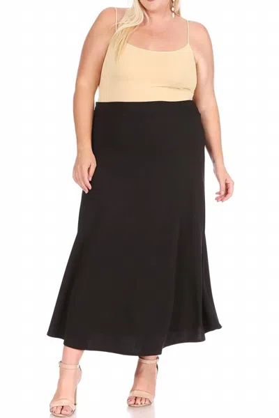 Moa Collection Women's Solid Flare Maxi Skirt - Plus In Black