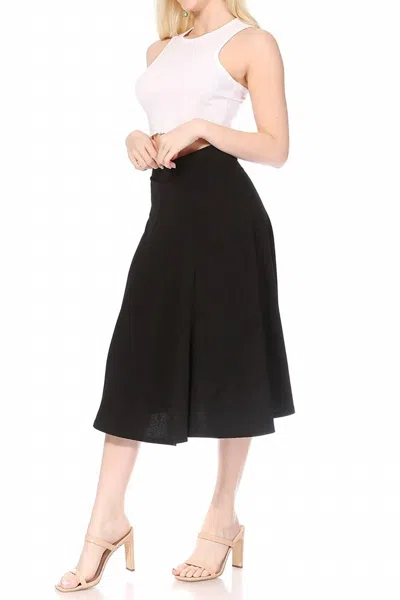 Moa Collection Women's Solid Flared Lightweight Long Midi A-line Skirt In Black