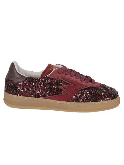 Moa Concept Burgundy Sequined Sneakers With Leather Back Detail In Multi