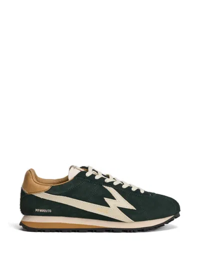 Moa Master Of Arts Lightning Bolt Suede Sneakers In Green