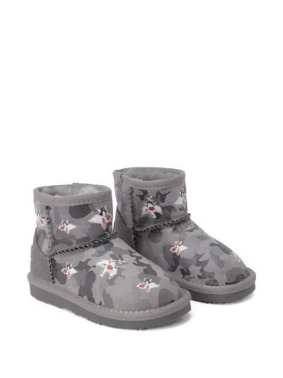 Moa Master Of Arts Kids' Looney Tunes Camouflage-print Boots In Gray