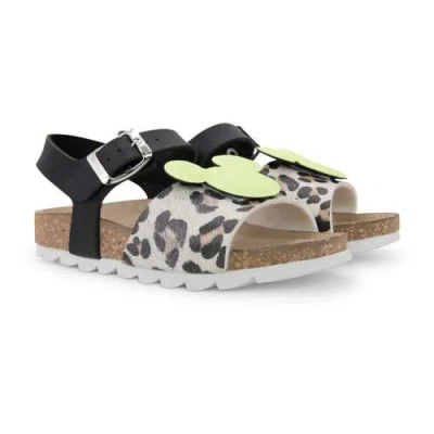 Moa Master Of Arts Kids' Master Of Arts Mickey Logo Leopard Sandals In Yellow