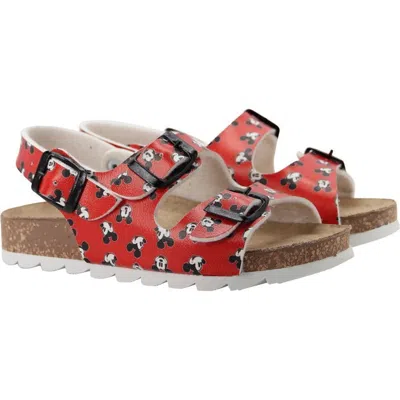 Moa Master Of Arts Kids' Master Of Arts Mini Mickey Print Sandals In Red