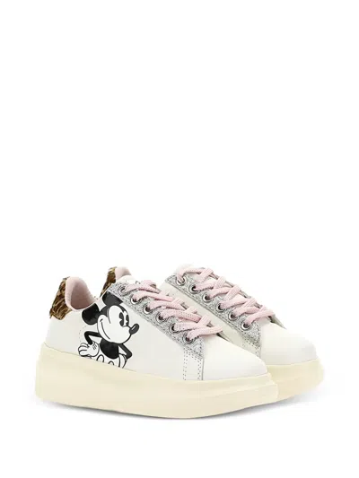 Moa Master Of Arts Mickey Mouse Leopard-print Sneakers In White