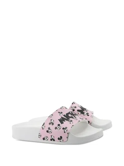 Moa Master Of Arts Kids' Mickey Mouse-print Slides In White