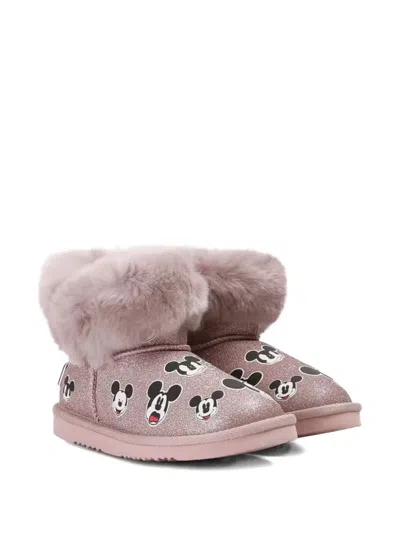 Moa Master Of Arts Glitter Mickey Mouse Boots In Pink