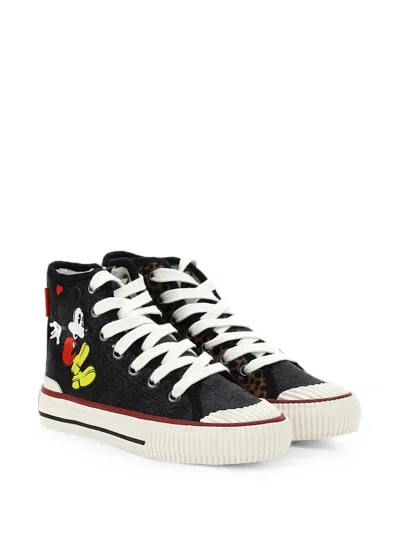 Moa Master Of Arts Mickey Leopard-print Sneakers In Black