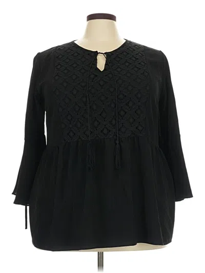 Pre-owned Moa Moa 3/4 Sleeve Blouse In Black