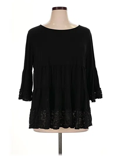 Pre-owned Moa Moa 3/4 Sleeve Blouse In Black