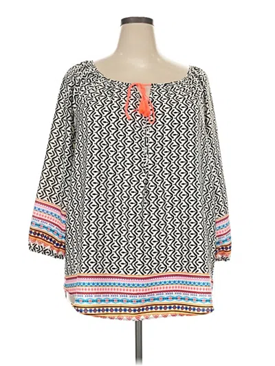 Pre-owned Moa Moa 3/4 Sleeve Blouse In Black