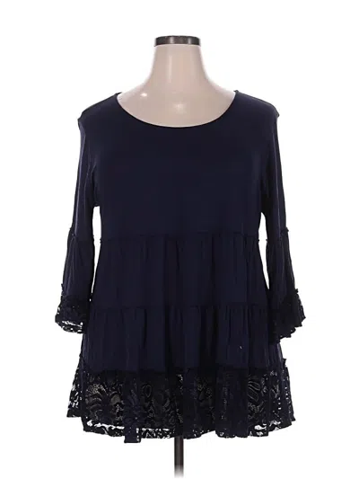 Pre-owned Moa Moa 3/4 Sleeve Blouse In Blue