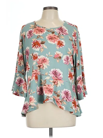 Pre-owned Moa Moa 3/4 Sleeve Blouse In Blue