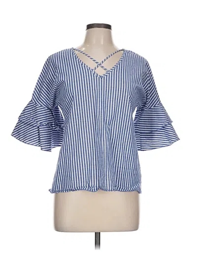 Pre-owned Moa Moa 3/4 Sleeve Blouse In Blue