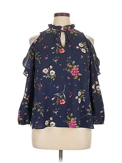 Pre-owned Moa Moa 3/4 Sleeve Blouse In Blue