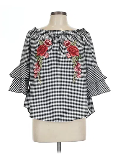 Pre-owned Moa Moa 3/4 Sleeve Blouse In Gray