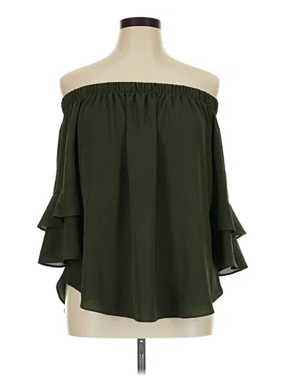 Moa Moa 3/4 Sleeve Blouse In Green