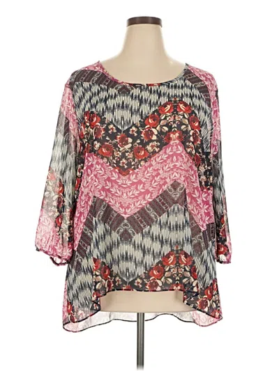 Pre-owned Moa Moa 3/4 Sleeve Blouse In Pink