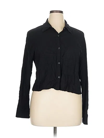 Pre-owned Moa Moa 3/4 Sleeve Button Down Shirt In Black