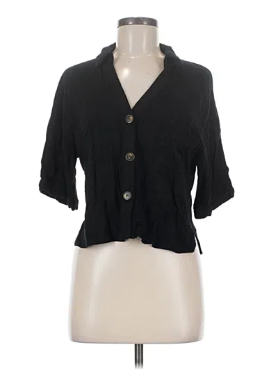 Pre-owned Moa Moa 3/4 Sleeve Button Down Shirt In Black