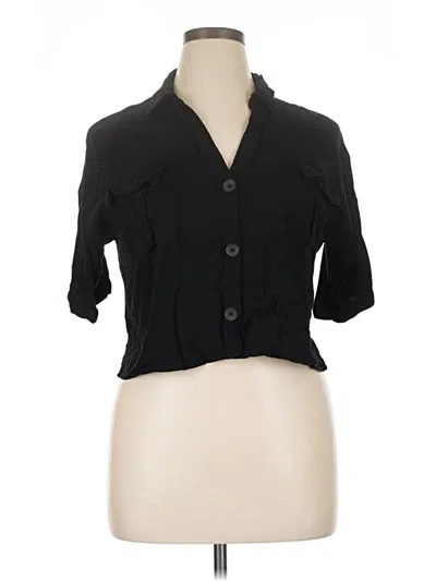 Pre-owned Moa Moa 3/4 Sleeve Button Down Shirt In Black