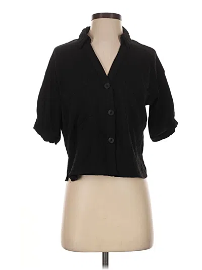 Pre-owned Moa Moa 3/4 Sleeve Button Down Shirt In Black
