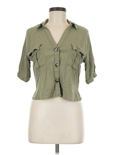 Pre-owned Moa Moa 3/4 Sleeve Button Down Shirt In Green