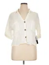 Moa Moa 3/4 Sleeve Button Down Shirt In Ivory