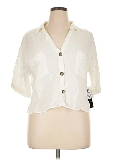 Moa Moa 3/4 Sleeve Button Down Shirt In Ivory