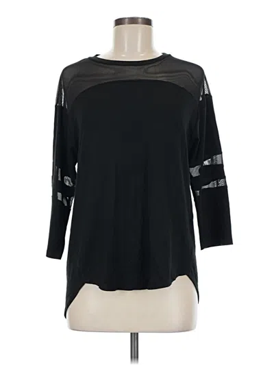 Pre-owned Moa Moa 3/4 Sleeve Top Black Keyhole Neckline Tops