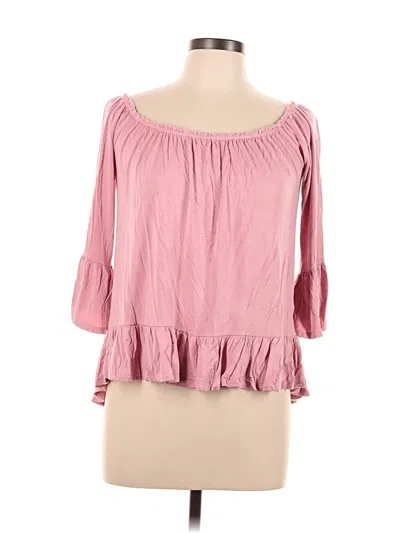 Pre-owned Moa Moa 3/4 Sleeve Top Pink Off The Shoulder Neckline Tops