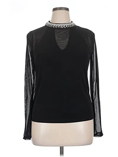 Pre-owned Moa Moa Long Sleeve Top Black Keyhole Neckline Tops