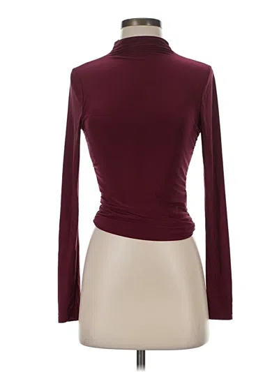 Pre-owned Moa Moa Long Sleeve Top Burgundy Turtleneck Tops