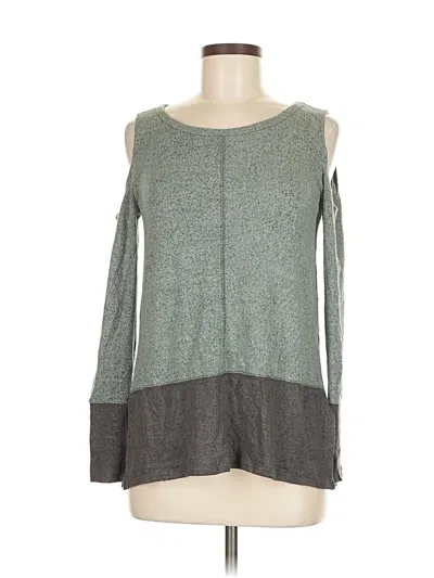 Pre-owned Moa Moa Long Sleeve Top Green Cold Shoulder Neckline Tops