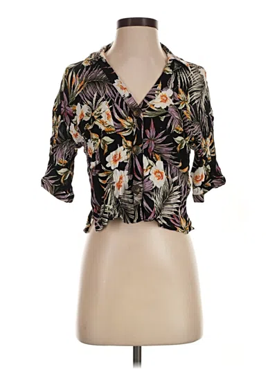Pre-owned Moa Moa Short Sleeve Blouse In Black