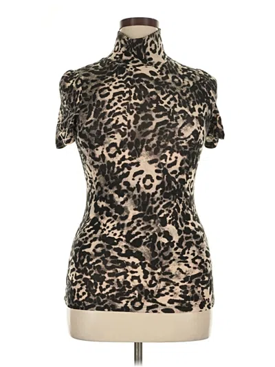 Pre-owned Moa Moa Short Sleeve Top Brown High Neck Tops