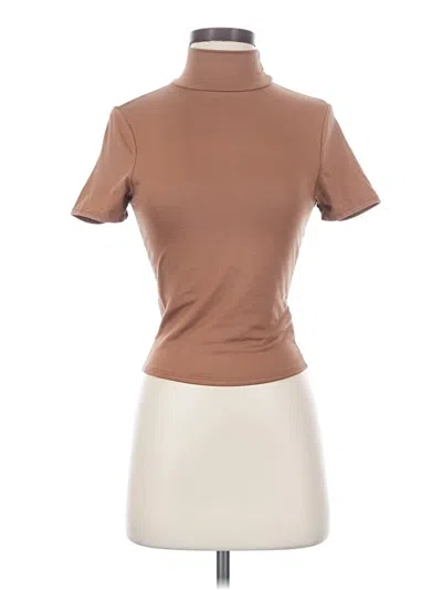 Pre-owned Moa Moa Short Sleeve Top Brown Turtleneck Tops
