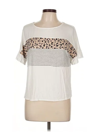 Pre-owned Moa Moa Short Sleeve Top Ivory Crew Neck Tops In White