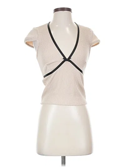 Pre-owned Moa Moa Short Sleeve Top Ivory Halter Neckline Tops
