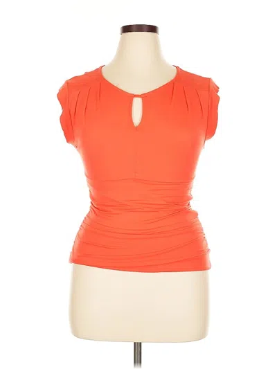 Pre-owned Moa Moa Short Sleeve Top Orange Keyhole Neckline Tops